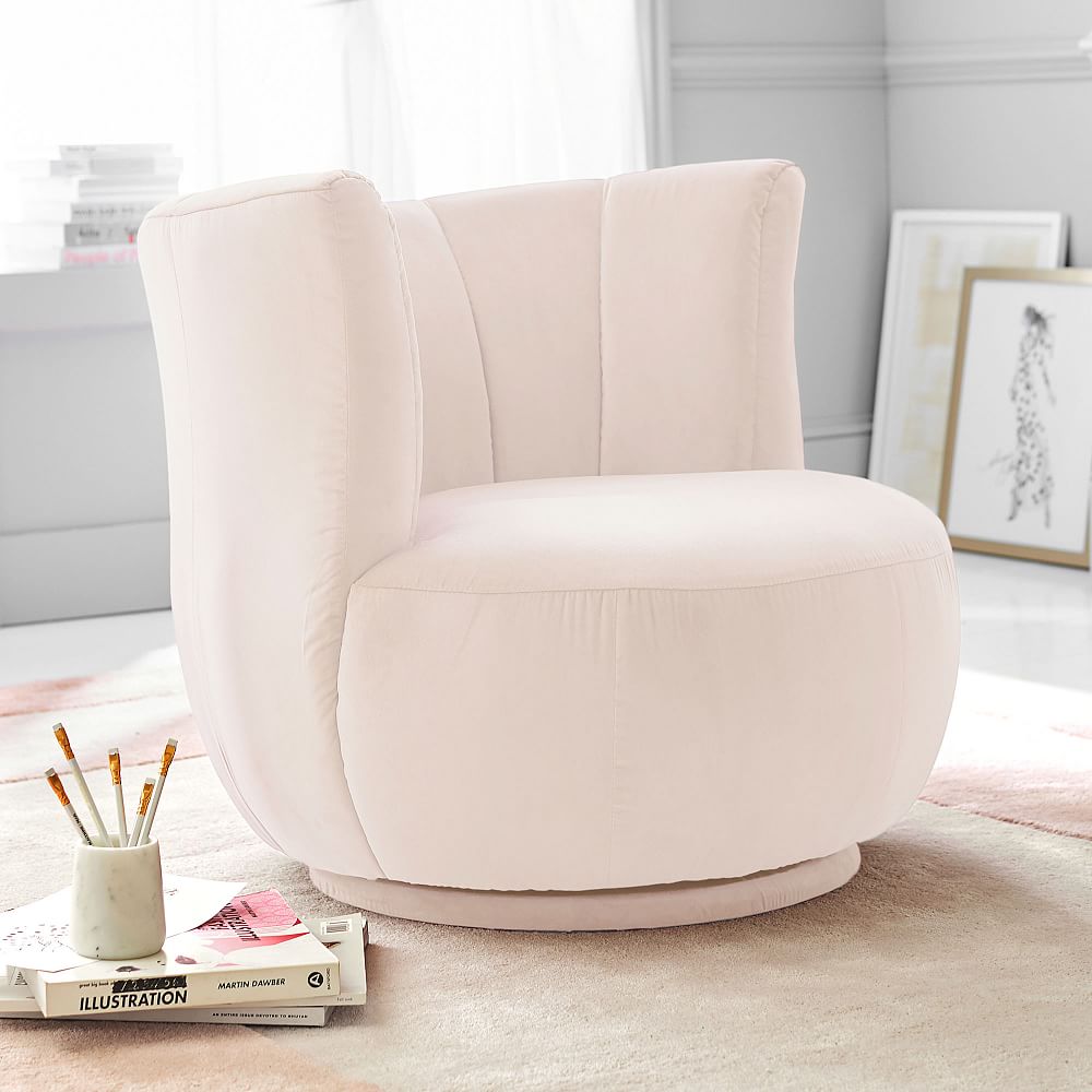 Monique Lhuillier Tulip Chair, Performance Everyday Velvet Pale Blush