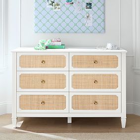 Auburn 6-Drawer Caned Dresser (51w x 21d&quot;)