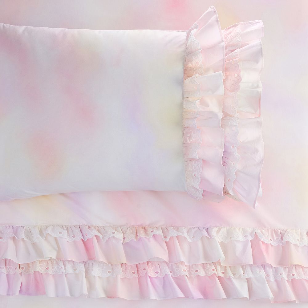LoveShackFancy Bow Ruffle Tie-Dye Sheet Set