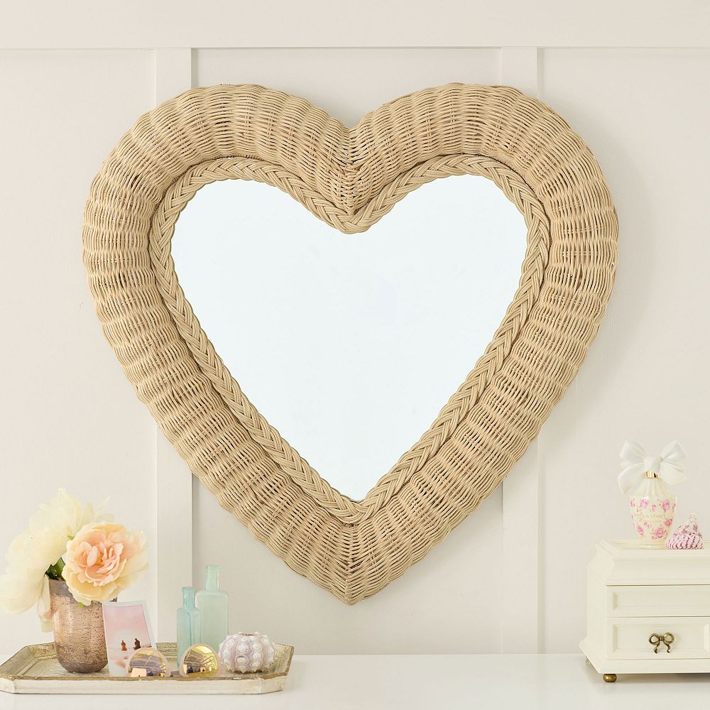 LoveShackFancy Heart Rattan Mirror (30&quot;)