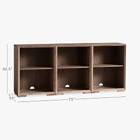 Callum Triple 2-Shelf Low Bookcase (75&quot;)