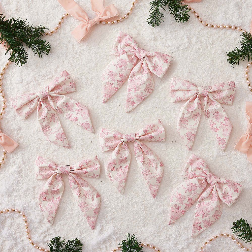 LoveShackFancy Printed Bow Ornaments - Set of 6