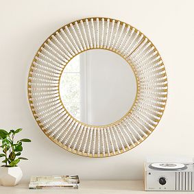Remy Wood Bead Wall Mirror (30&quot;)