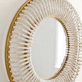 Remy Wood Bead Wall Mirror (30&quot;)
