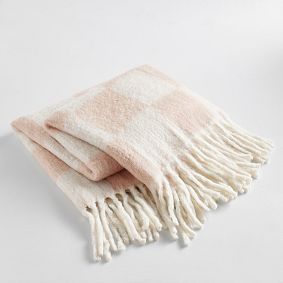 Faux Mohair Check Throw Blanket