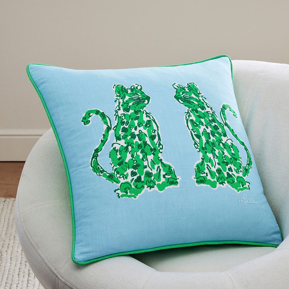 Lilly Pulitzer Cats Motif Reversible Pillow Cover