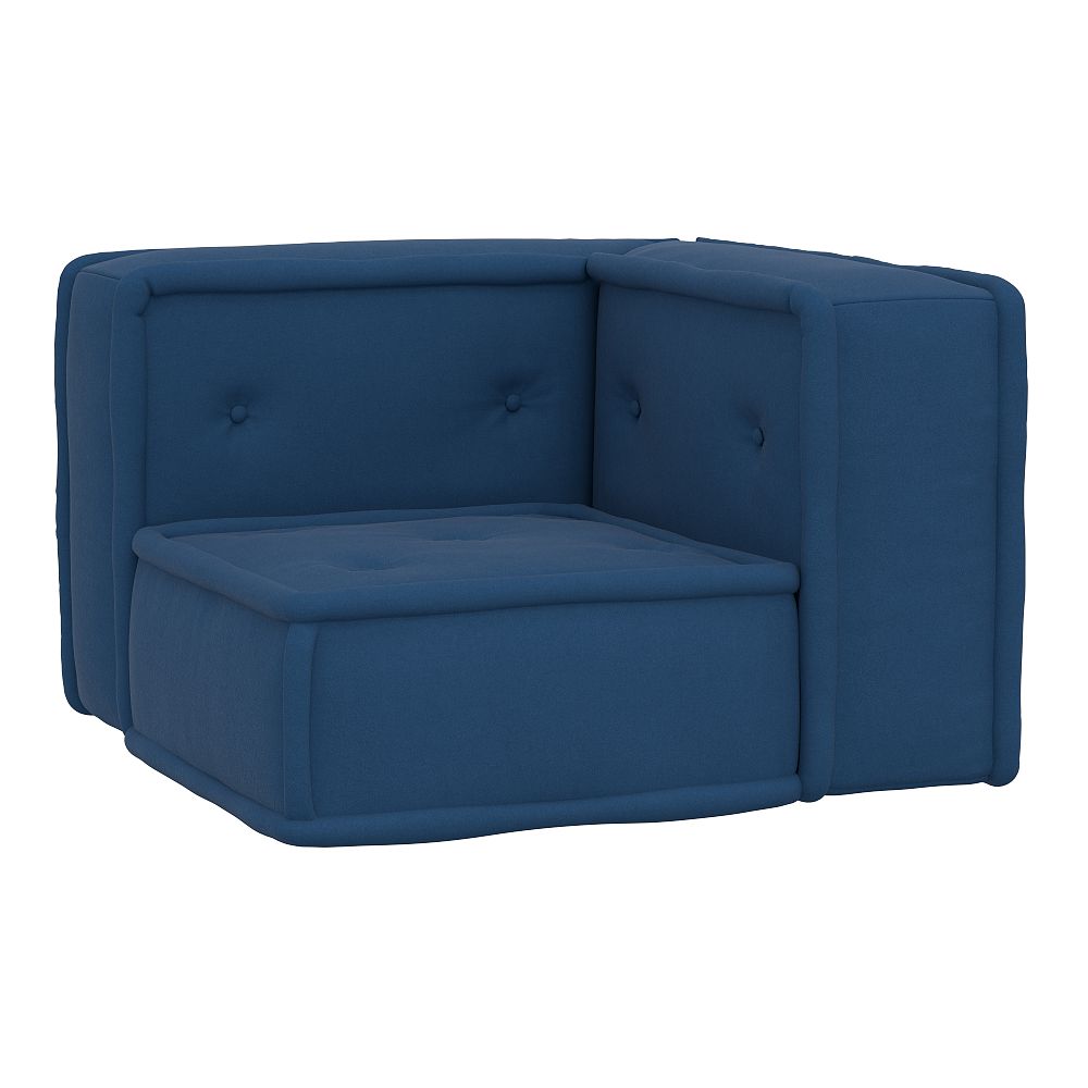 Open Box:  Cushy Lounge Corner Chair, Faux Suede Navy, QS