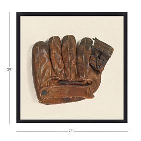 Weathered Glove Framed Art, 28&quot;x28&quot;