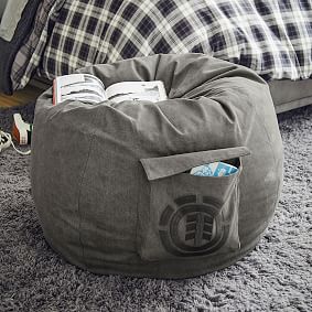 Element Bean Bag Chair, Enzyme Washed Canas Light Gray
