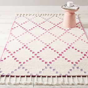 Tonal Lattice Wool Rug - Warm Multi