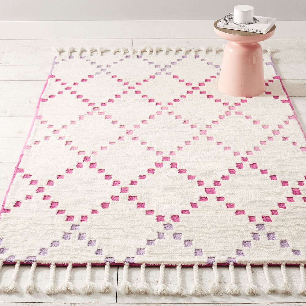 Tonal Lattice Wool Rug - Warm Multi