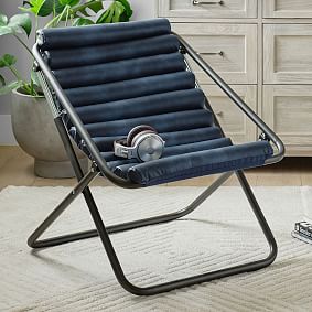 Faux Leather Navy Sling Chair