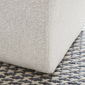 Chunky Boucle Ivory Laid Back Lounge Chair &amp; Ottoman