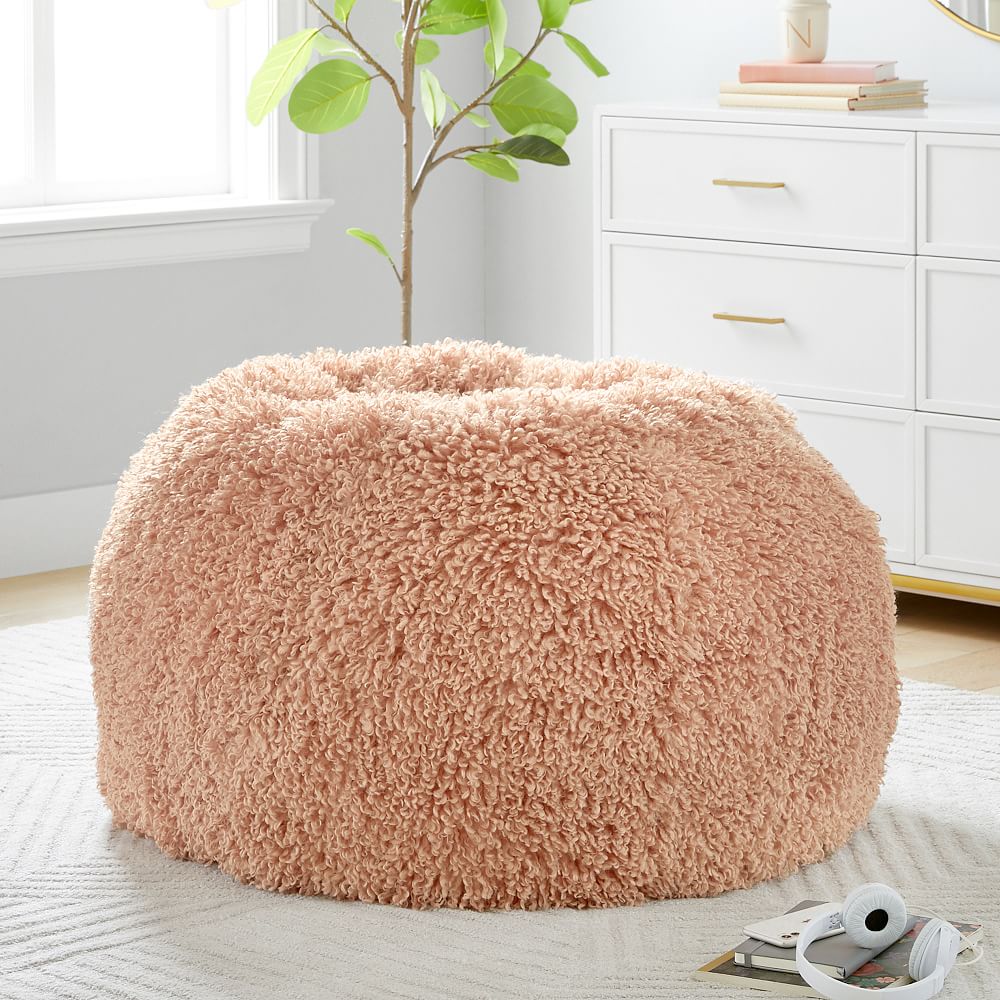 Mongolian Faux-Fur Rose Bean Bag Chair