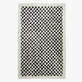 Checkered Wool Rug - Faded Navy