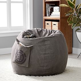 Element Bean Bag Chair, Enzyme Washed Canas Light Gray