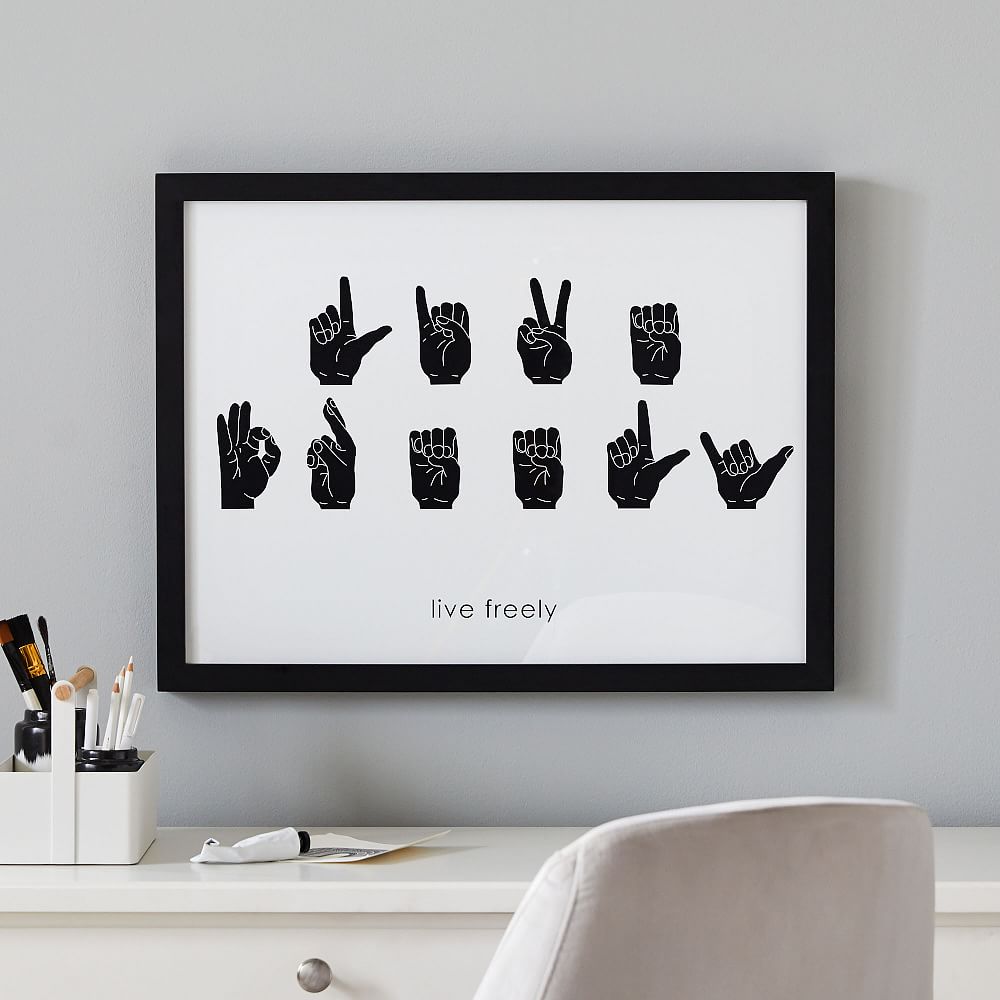 Live Freely Signing Hands Framed Art