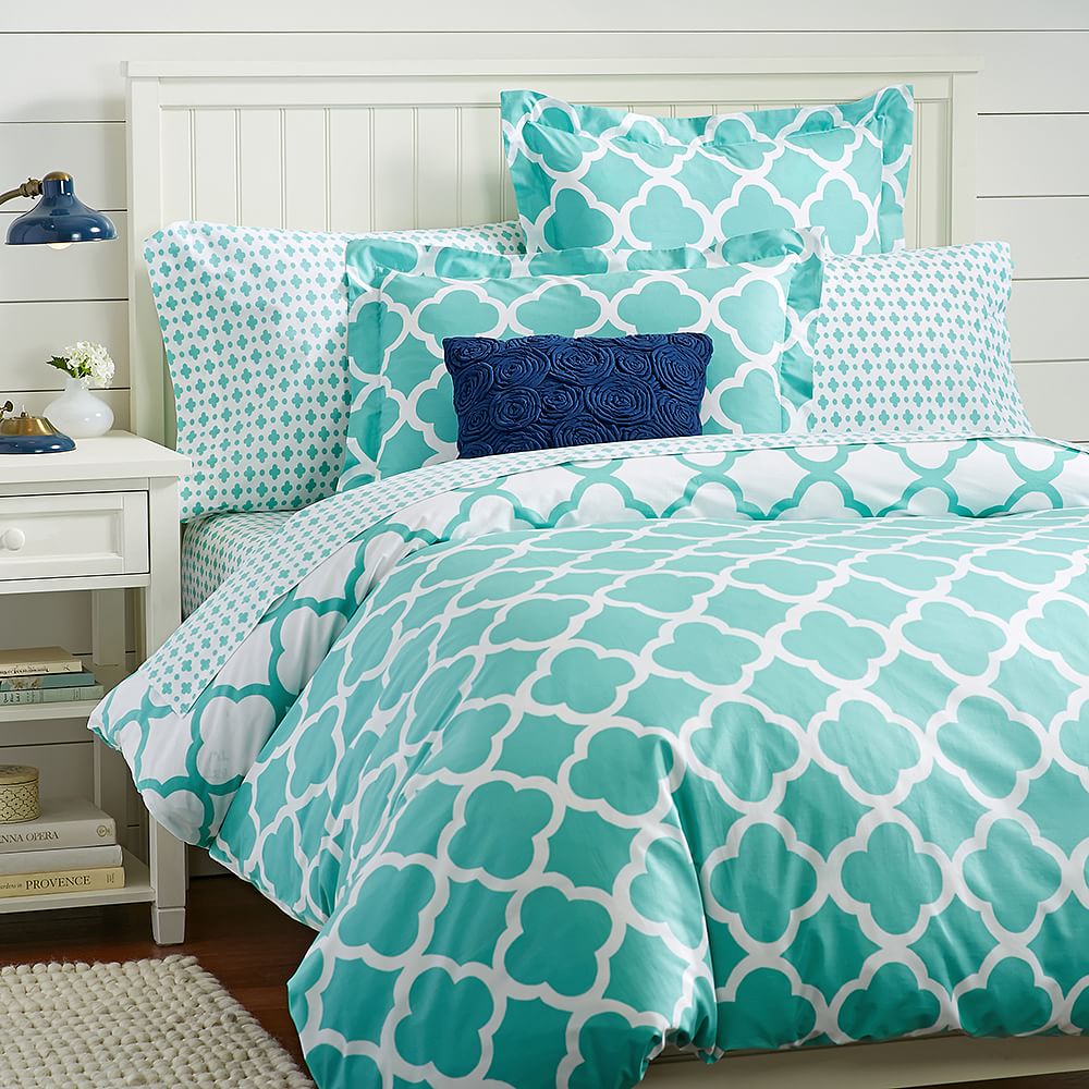Lucky Clover Reversible Duvet Cover + Sham, Pool