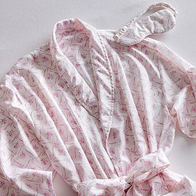 LoveShackFancy Floral Trellis Silky Robe &amp; Floral Trellis Eye Mask Set