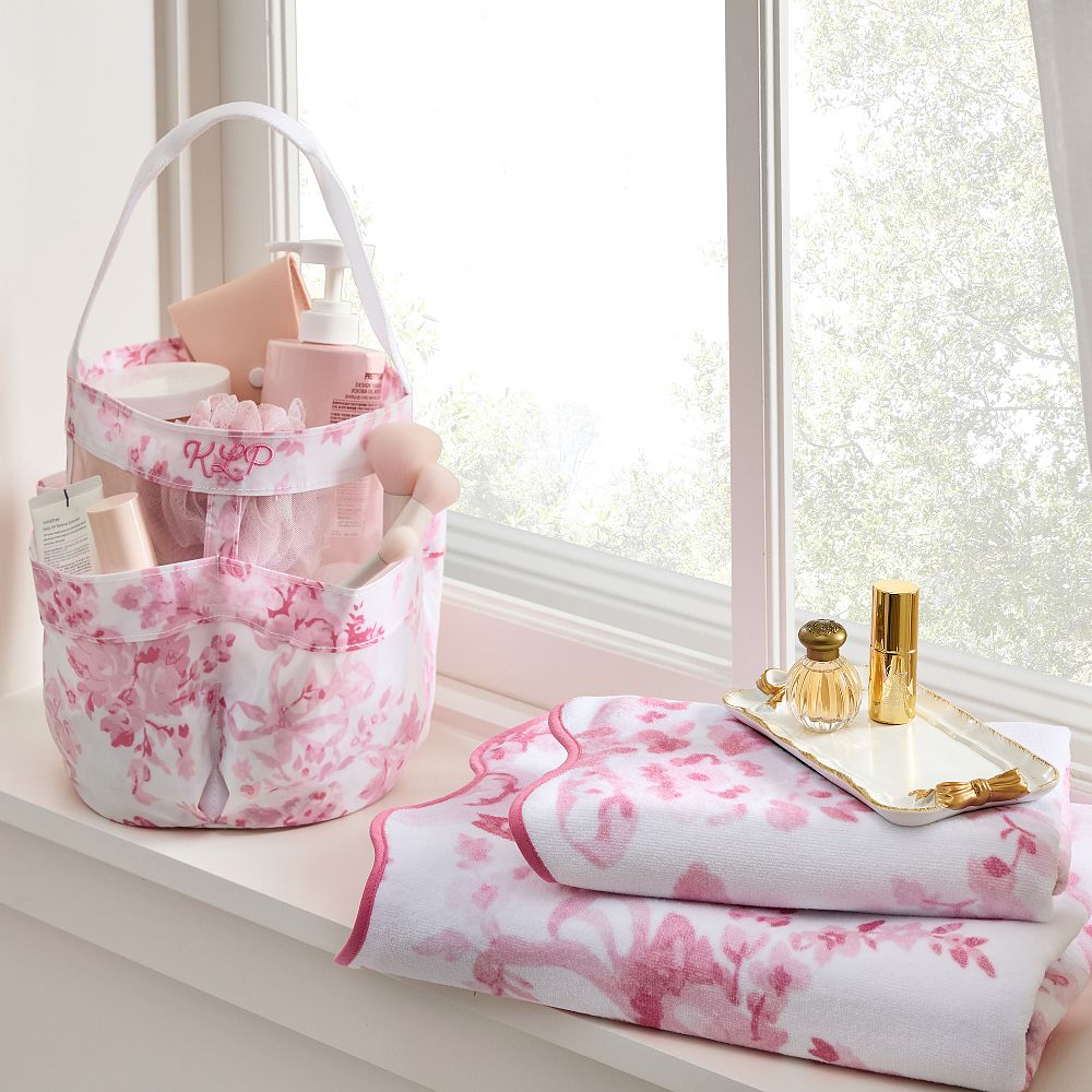 LoveShackFancy Garden Damask Towels &amp; Shower Caddy Set