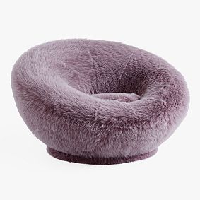 Feathery Faux Fur Fig Groovy Swivel Chair