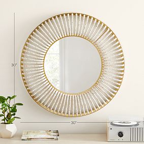 Remy Wood Bead Wall Mirror (30&quot;)