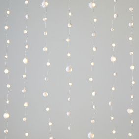 Open Box:   Iridescent Pom-Pom Curtain String Lights