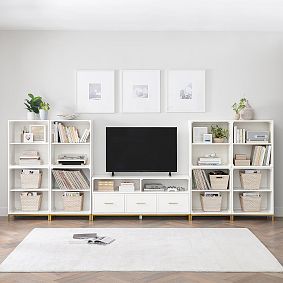 Blaire Media Double Bookcase with Cubbies (160&quot;)