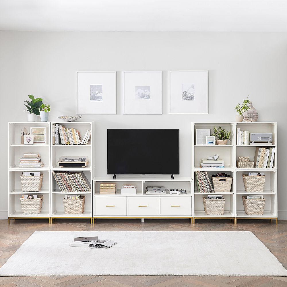 Blaire Media Double Bookcase with Cubbies (160&quot;)