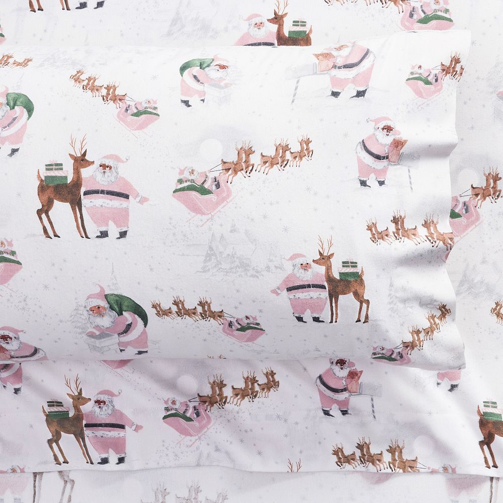 Blush Heritage Santa Organic Percale Sheet Set