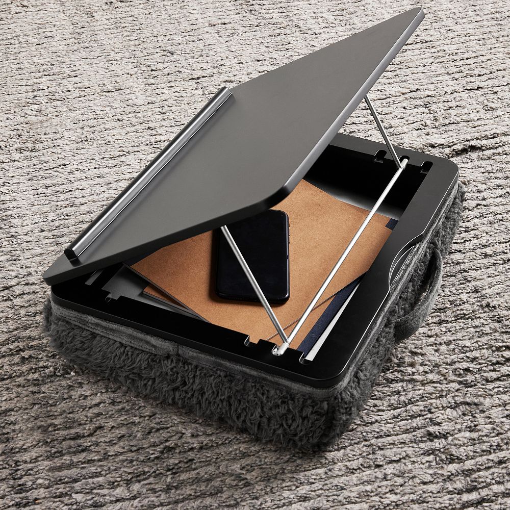 Charcoal Adjustable Sherpa Lapdesk with Storage