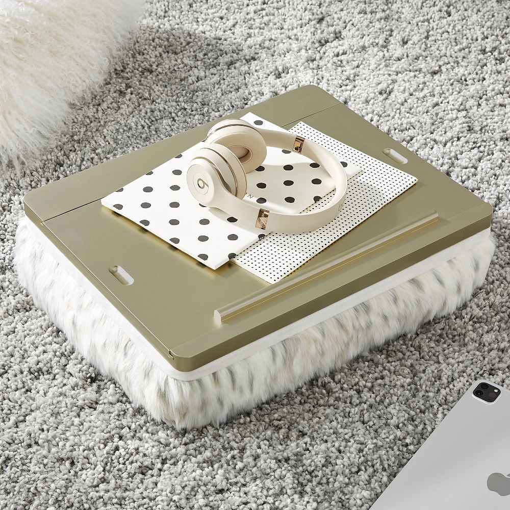 Faux-Fur Super Storage Lapdesk - Blush Leopard
