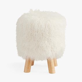 Mongolian Faux Fur Accent Stool