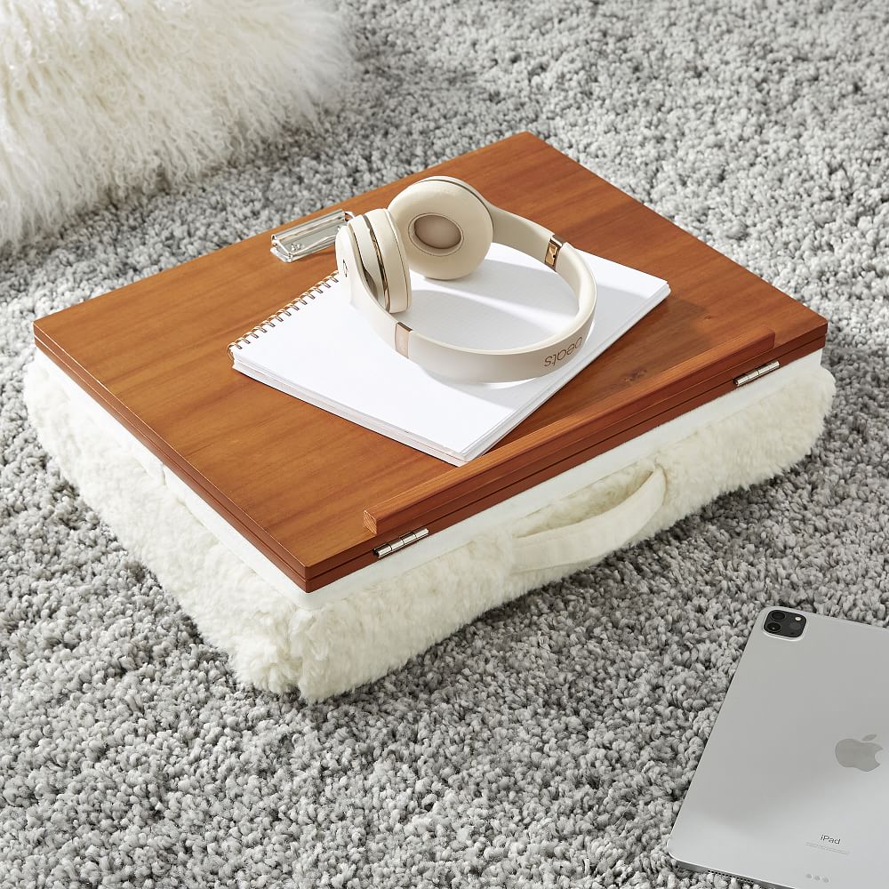 Cozy Sherpa Adjustable Lapdesk - Cream