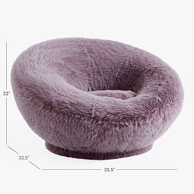 Feathery Faux Fur Fig Groovy Swivel Chair