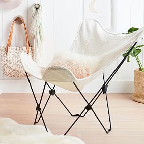 Chunky Boucle Ivory Butterfly Chair