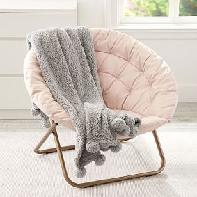 Canvas Blush Hang-A-Round Chair &amp; Cozy Pom Throw Gift Set