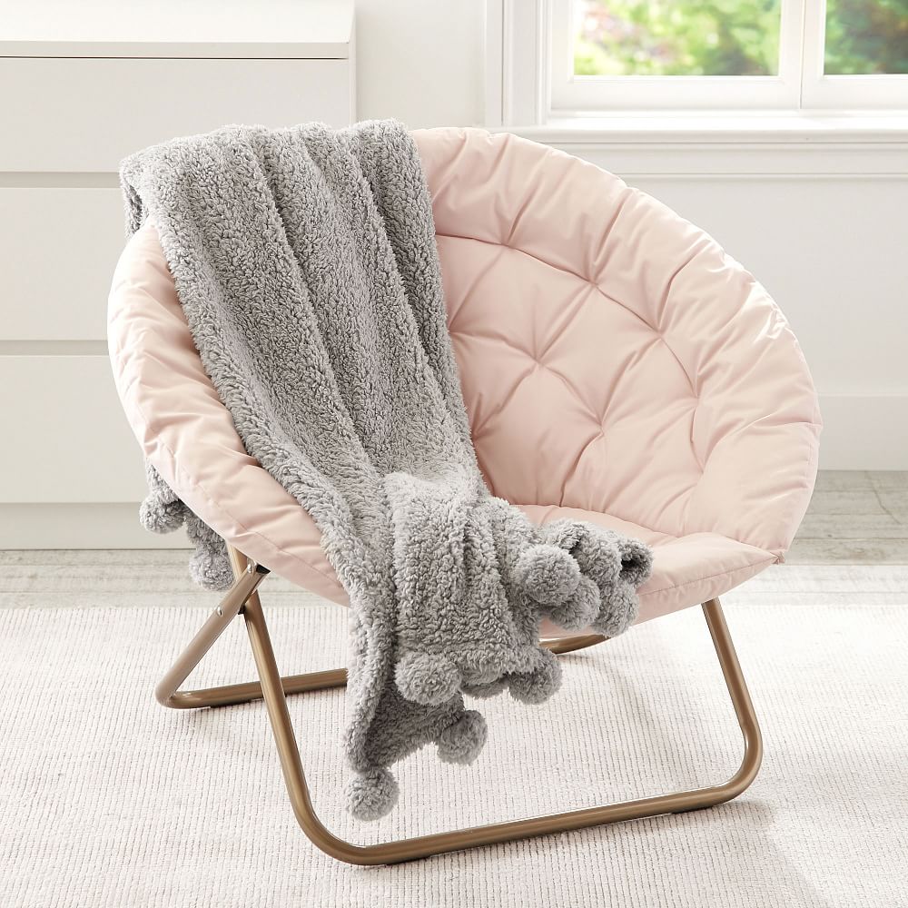 Canvas Blush Hang-A-Round Chair &amp; Cozy Pom Throw Gift Set