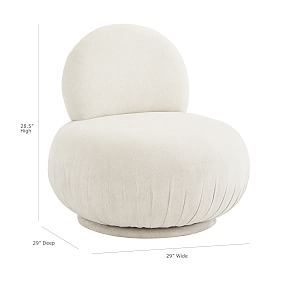 Chenille Crossweave Ivory Bubble Swivel Lounge Chair