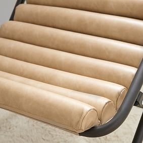 Faux Leather Cream Channeled Sling Chair
