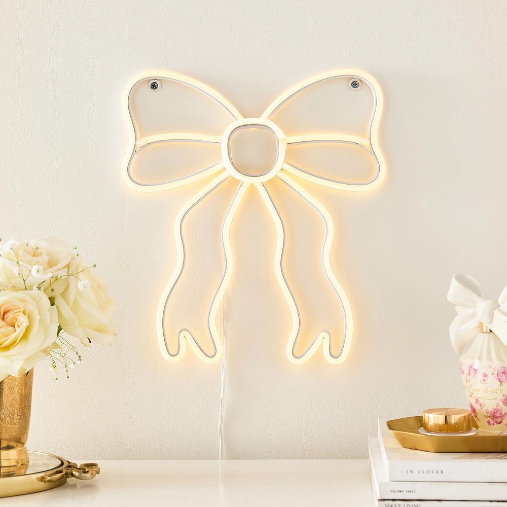 LoveShackFancy Bow Neon Wall Sign - Unique Decor