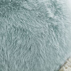 Feathery Faux Fur Porcelain Blue Bean Bag Chair Slipcover Only