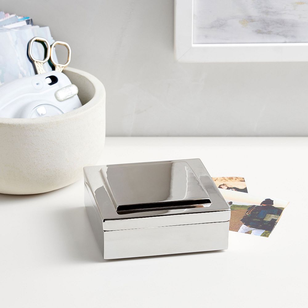 Silver Engravable Keepsake Square Box
