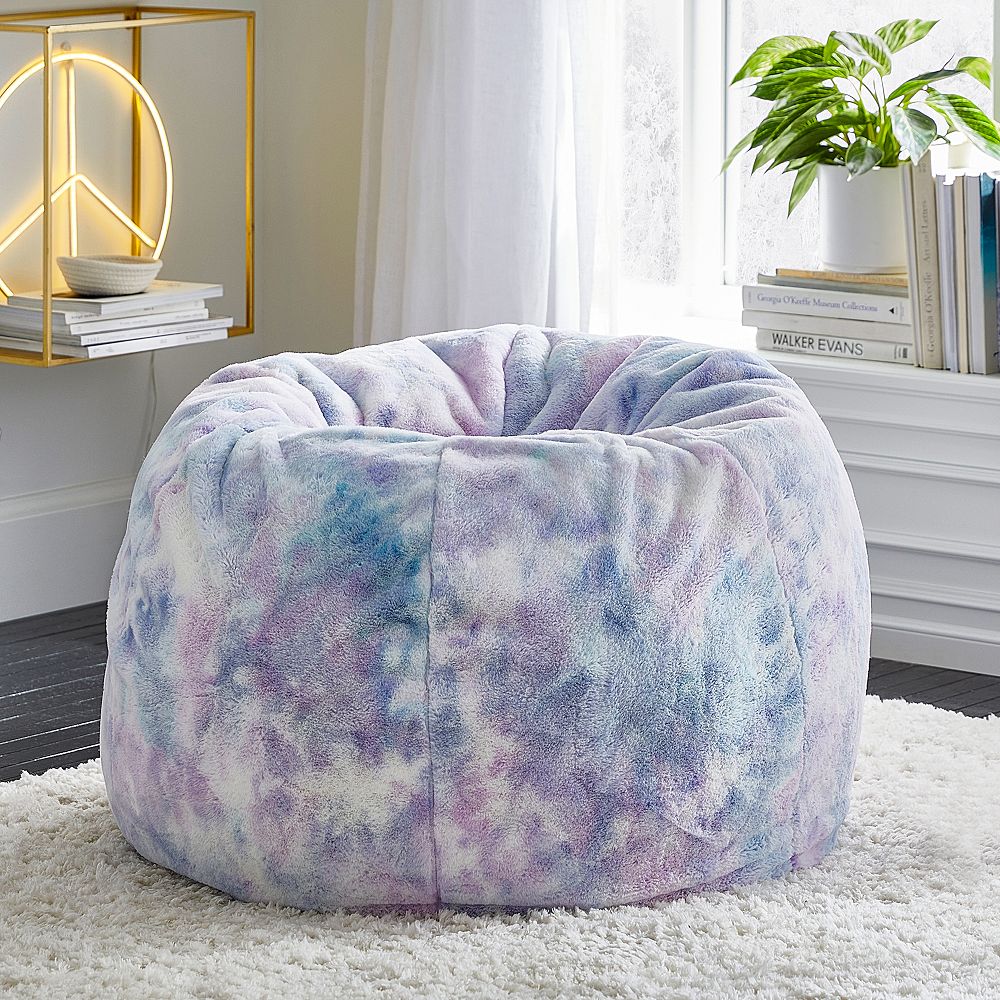 Tie-Dye Faux Fur Bean Bag Chair