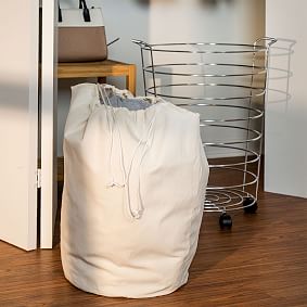 Chrome Wire Rolling Hamper