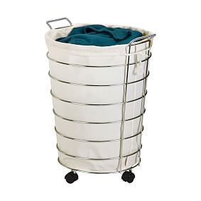 Chrome Wire Rolling Hamper