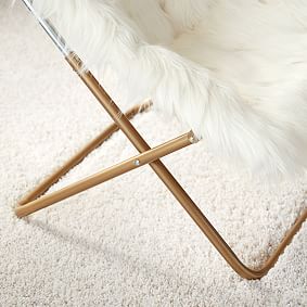 Himalayan Faux-Fur Ivory Square Hang-A-Round Chair