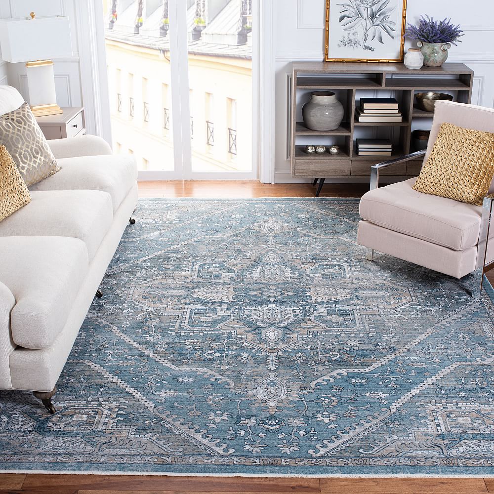 Blue/Grey Framed Diamond Rug