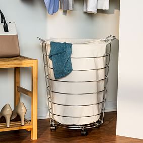 Chrome Wire Rolling Hamper