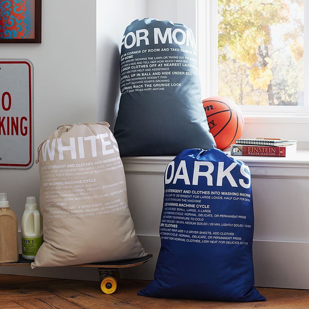 Easy Sort Laundry Bags, Set Of 3, Navy/Charcoal/Khaki